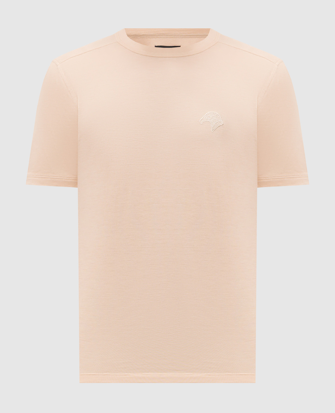 Beige T-shirt with embroidered emblem