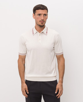 Dolce&Gabbana Ivory silk polo with monogram logo GXZ02TJBSPN