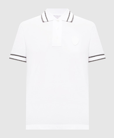 Weißes Poloshirt mit Logo-Aufnäher