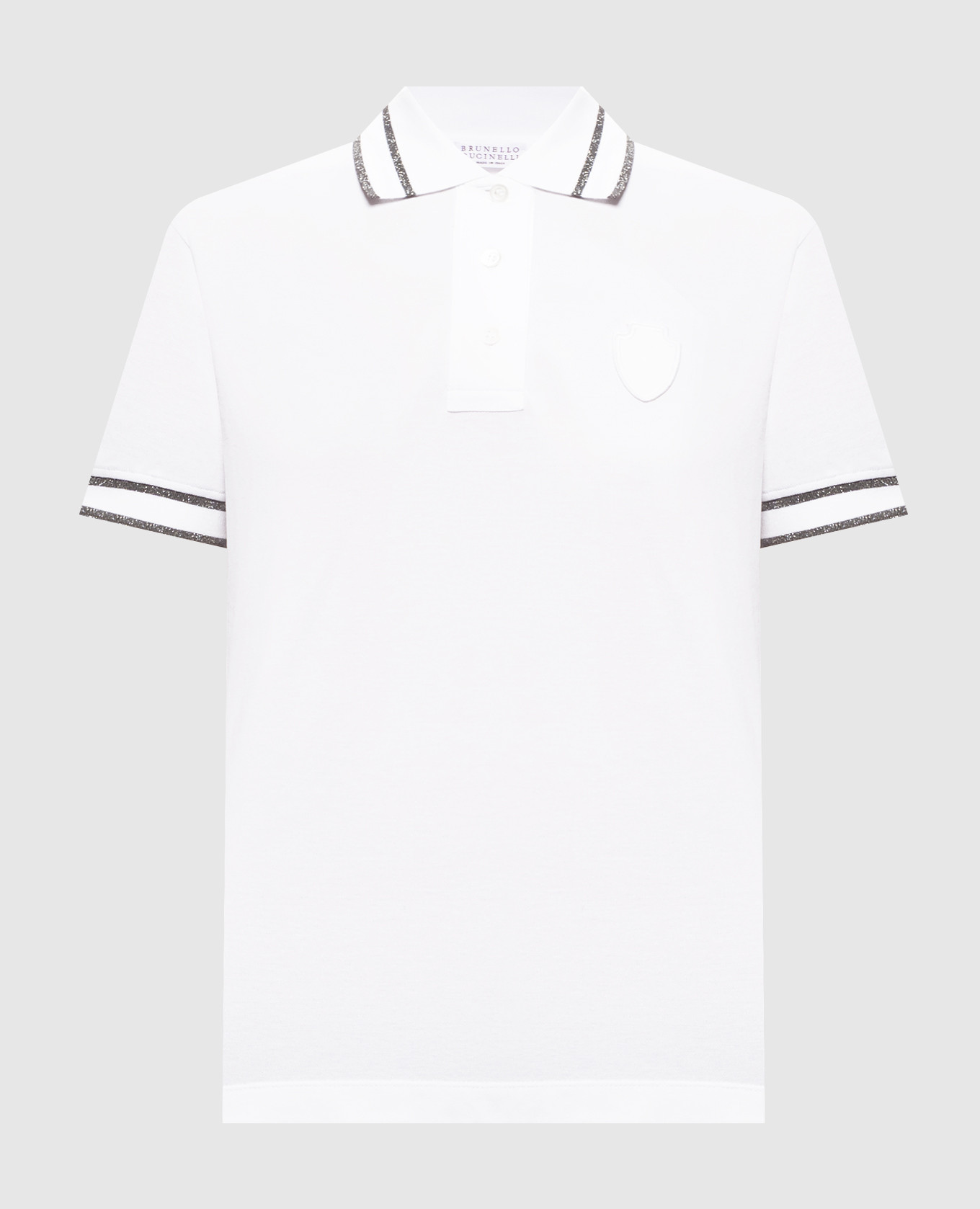 White polo shirt with logo patch