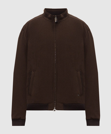 Brown cashmere jacket with metal logo