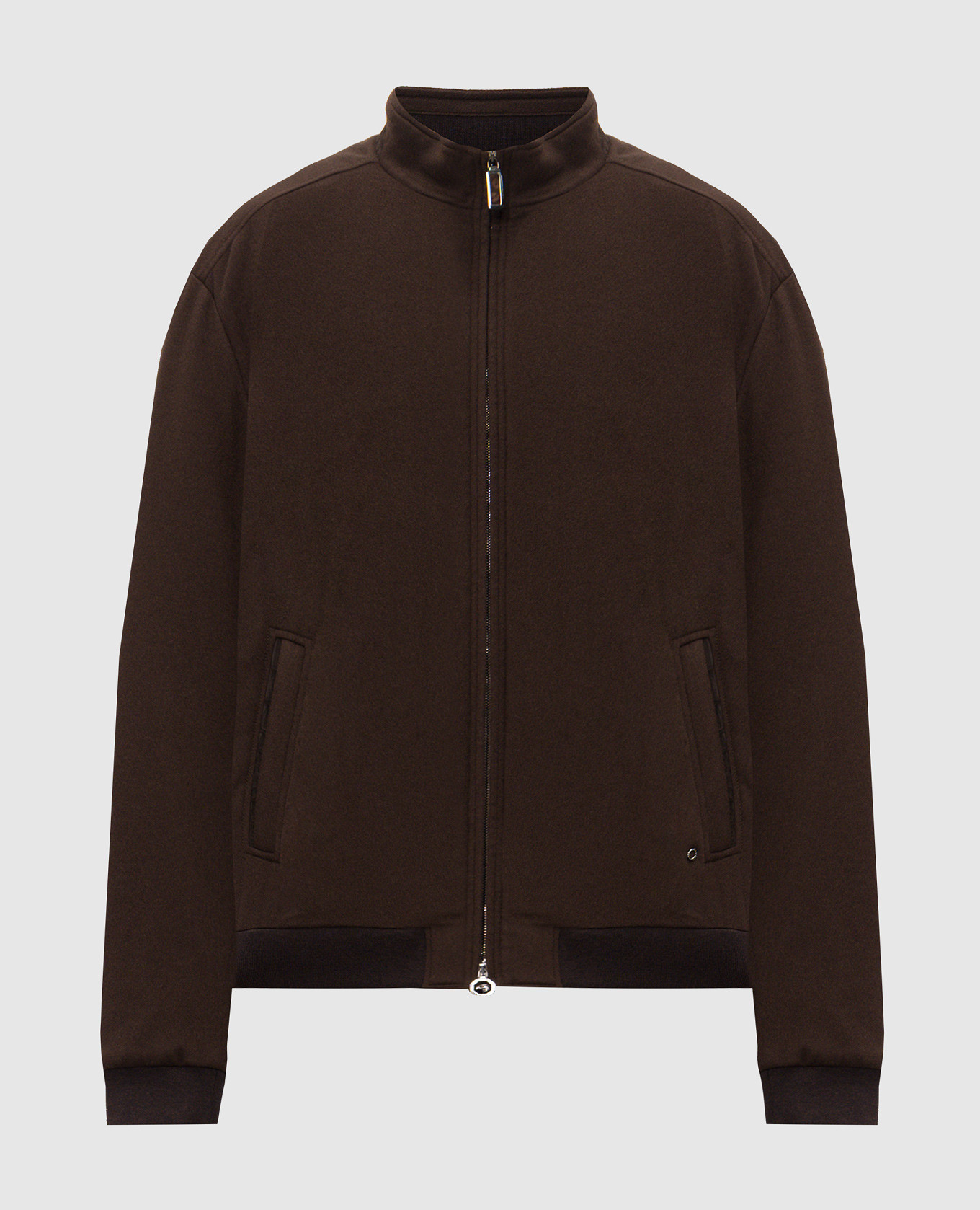 Brown cashmere jacket with metal logo