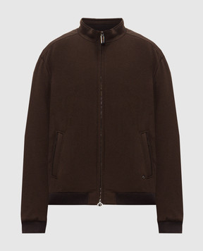 Stefano Ricci Brown cashmere jacket with metal logo MZJ6300161C0001T