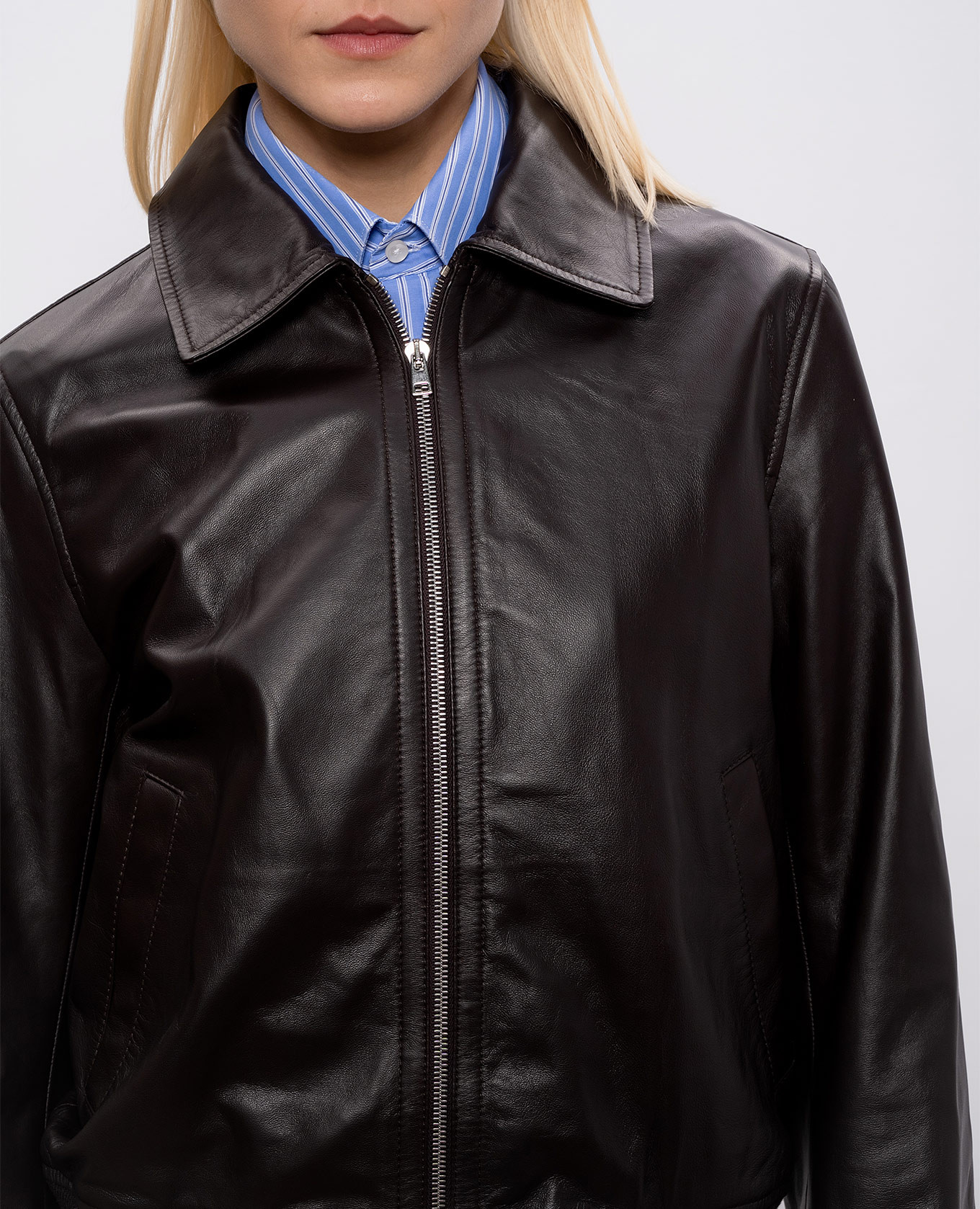 

Brown leather jacket Yves Salomon