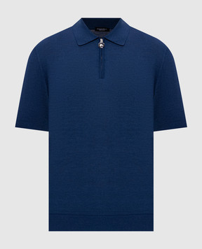 Stefano Ricci Blue silk polo shirt with emblem K414000P31F26160