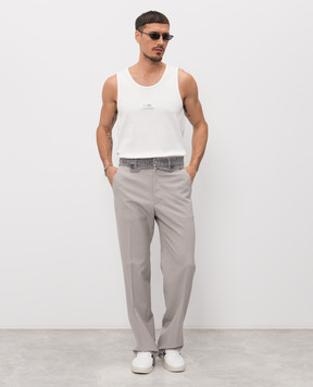 Maison Margiela MM6 White ribbed T-shirt with logo patch SH0NL0007M20054