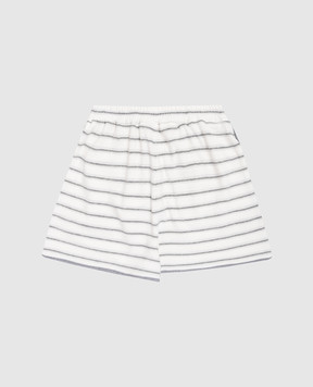 Brunello Cucinelli Children's white striped shorts with silk BQ987P261B