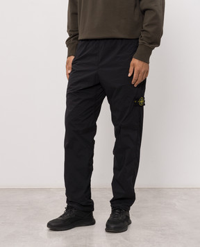 Stone Island Black pants with logo patch L2S153100017S0474