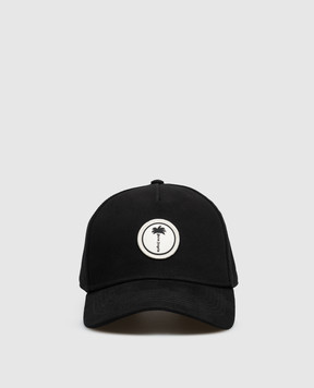 Palm Angels Black cap with patch PMLB104S26FAB00G
