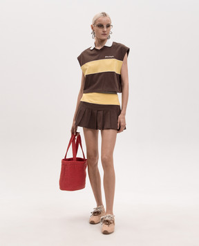 Palm Angels Brown pleated skirt PWCC095S26FAB001