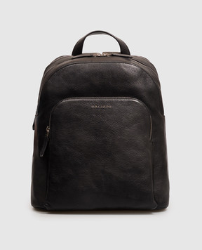 Orciani Black leather backpack with textured logo P00756LGN