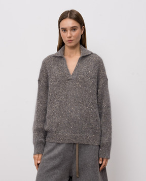 Brunello Cucinelli Gray alpaca wool pullover MMS579705P