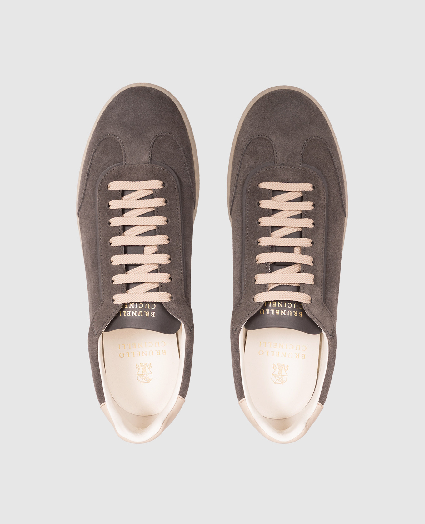 Grey suede sneakers with emblem Brunello Cucinelli 4