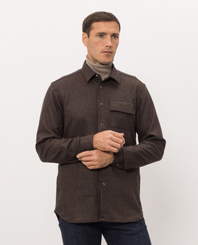 Kiton Brown wool shirt UMCBUBAK0141I