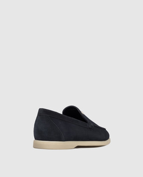 Stefano Ricci Blue suede loafers with emblem UC64G2287SDP