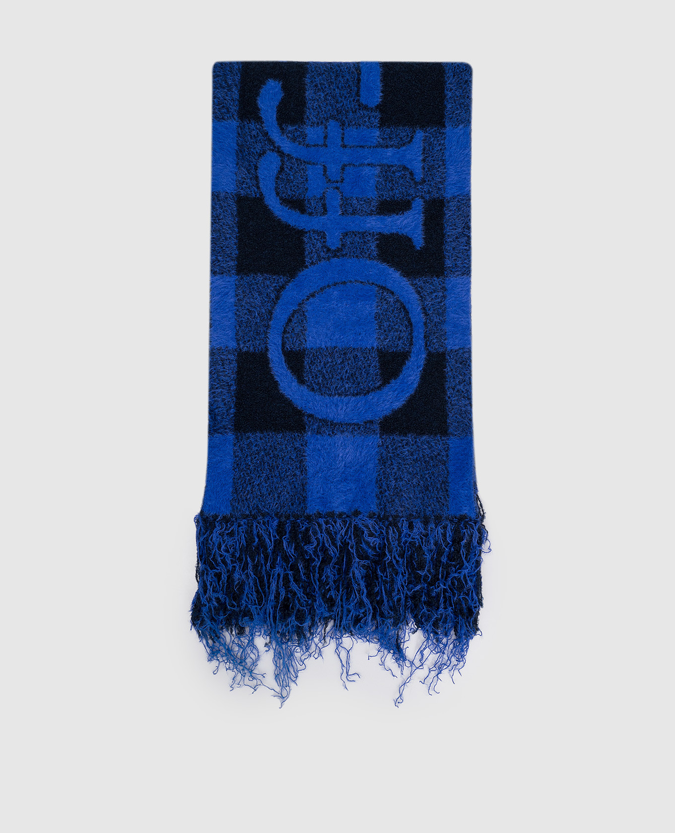 

Blue wool check scarf Off-White