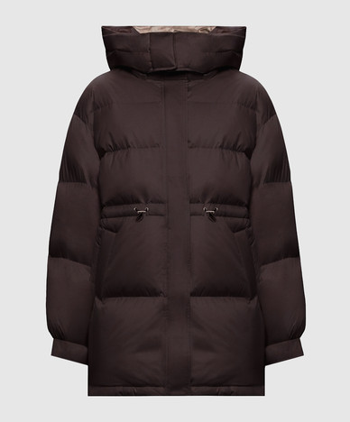 Dark brown quilted down jacket