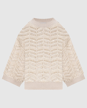 Peserico Beige openwork sweater with sequins A99215F03E9243