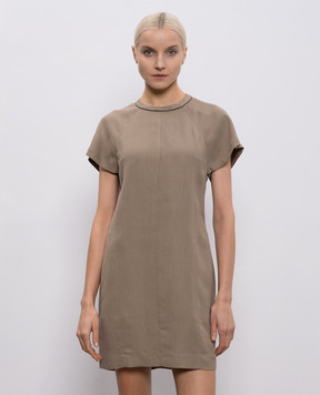 Brunello Cucinelli Brown dress with linen MH126AFR72