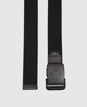 Stone Island Black belt with brand engraving L2S159300001S0073