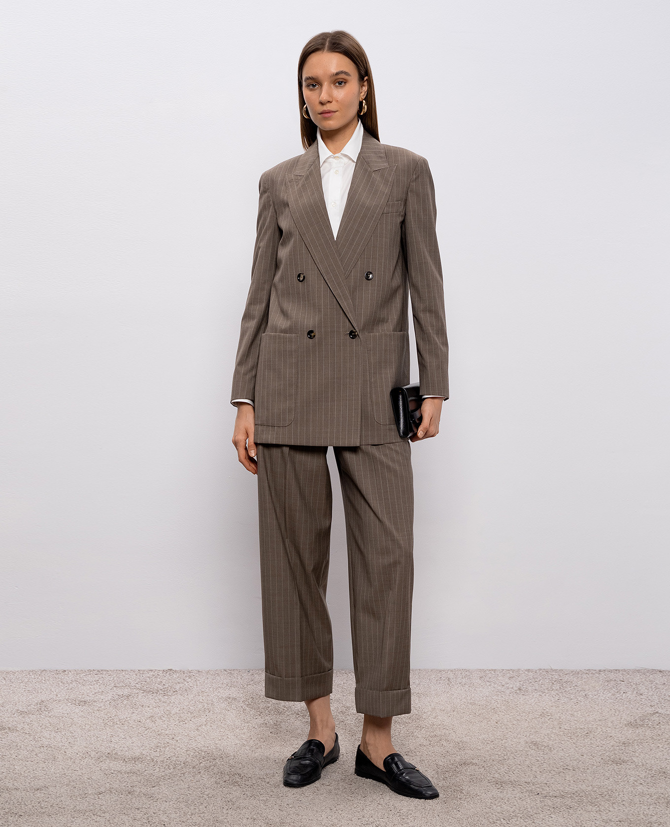MXMMANETTA brown striped wool high-rise pants Max Mara 2