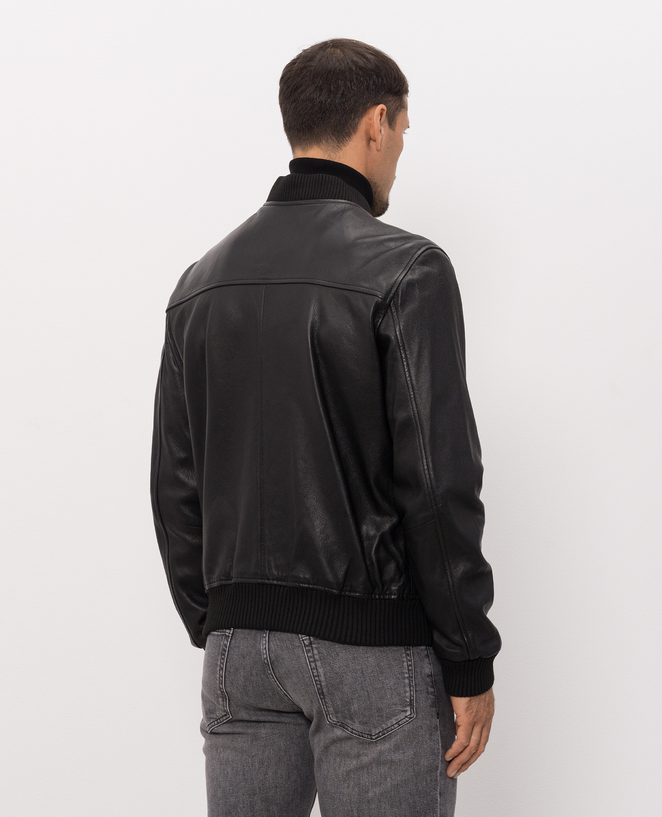 Black leather bomber jacket Trussardi 3