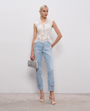 Ermanno Scervino White ribbed top with lace D485L308APEKM