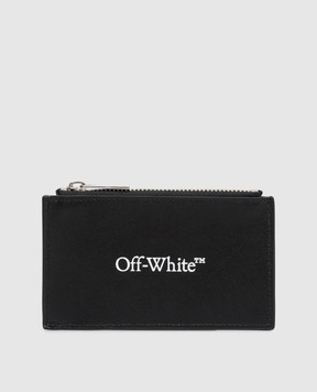 Off-White Black leather cardholder with logo print OMND09TC99LEA001