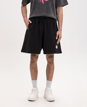 Palm Angels Black shorts with logo patch PMCI019S26FLE003