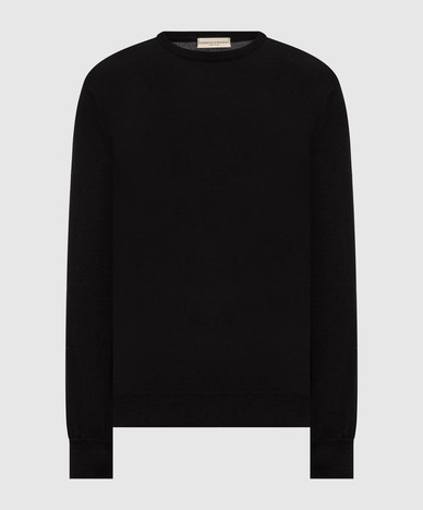 Black wool, silk and cashmere jumper