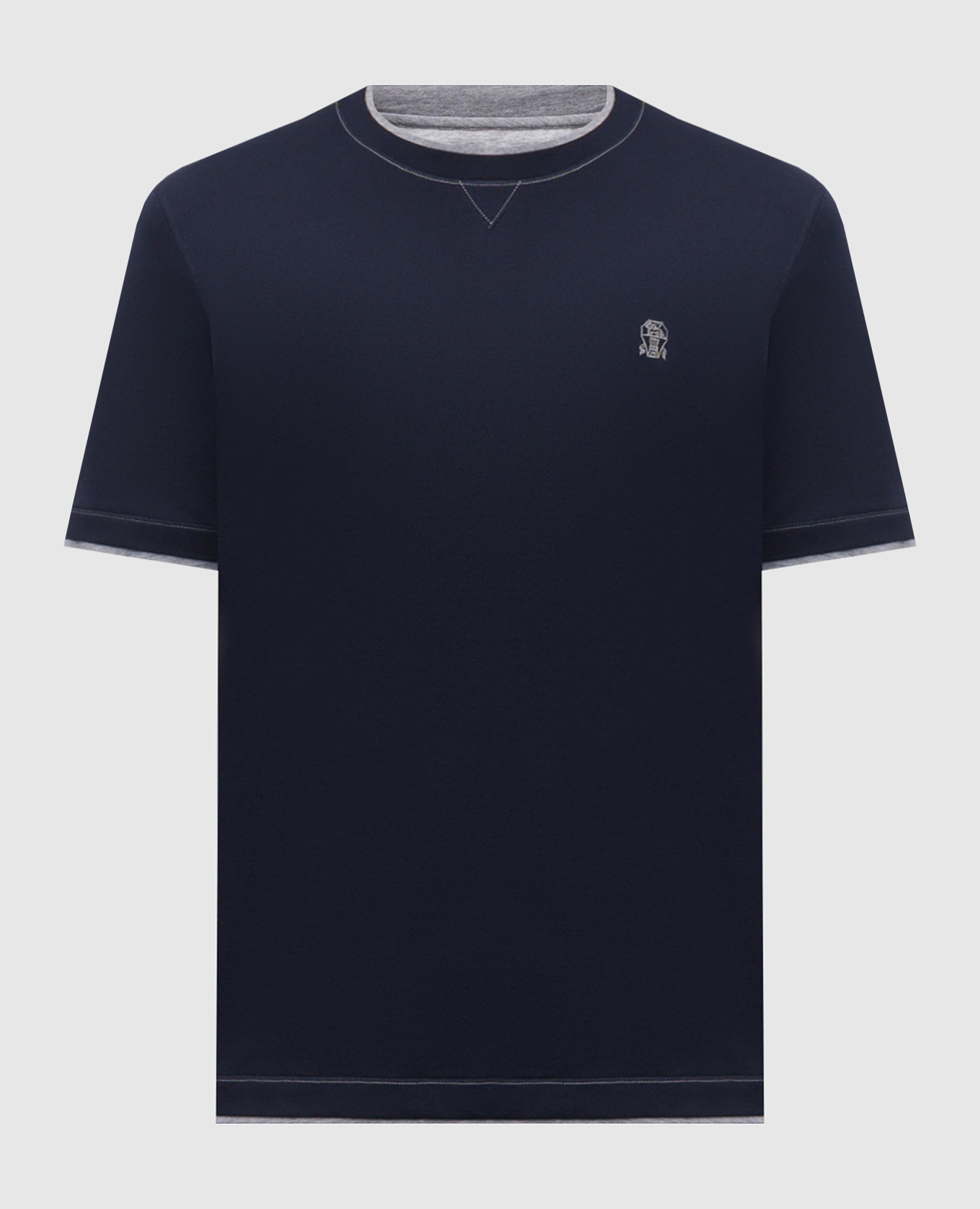 Blue T-shirt with embroidered emblem