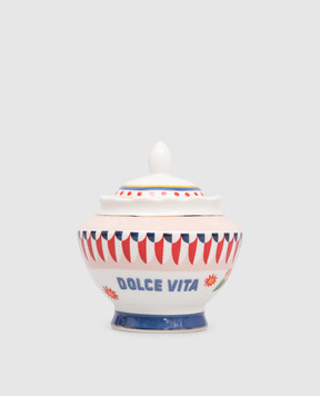 Baci Milano White porcelain sugar bowl Dolce Vita SUGDOL01