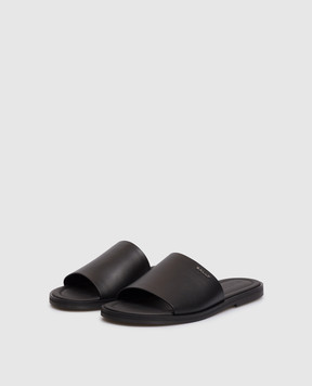 Bally Black leather flip-flops with metal logo MSS05IVT980