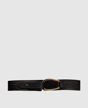 Twinset Black leather belt with logo engraving 262TA4730
