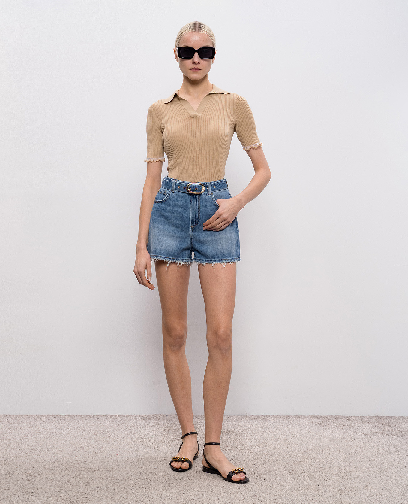 

Blue denim shorts with a distressed effect Twinset