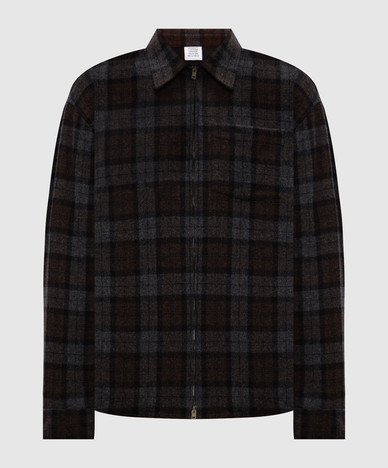 Shirt-style jacket with checked wool