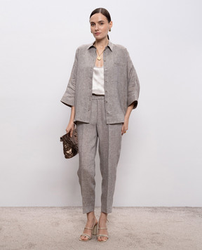 Peserico Beige linen pants P04072Z02600