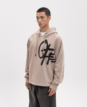 Off-White Beige hoodie with logo print 44MBB12MS26F008