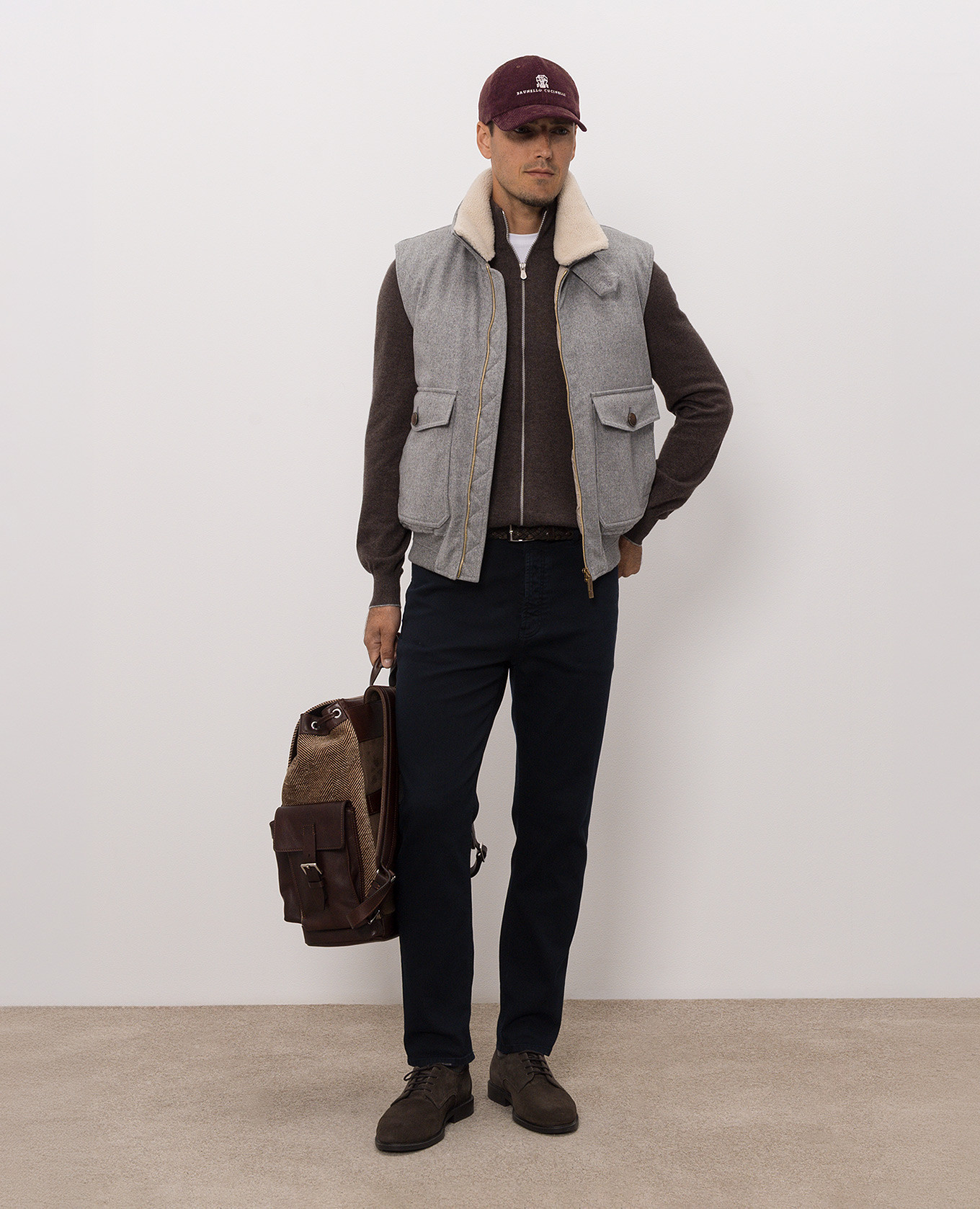 Brown cashmere cardigan Brunello Cucinelli 2