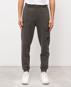 C.P. Company Khaki joggers with logo patch MSP717A005086W