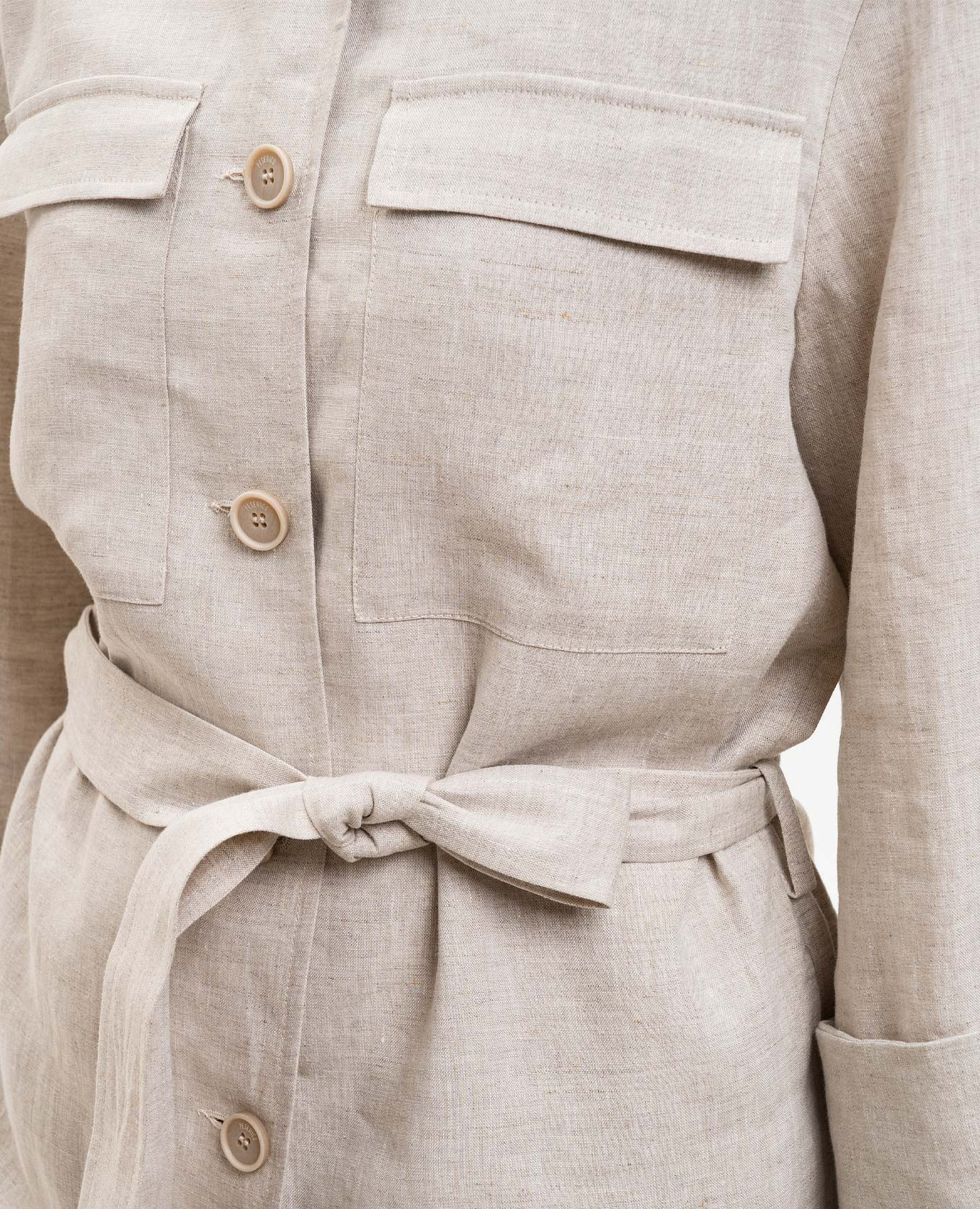 Beige linen shirt with belt Peserico 5