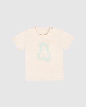Palm Angels Children's ivory T-shirt with Spray Bear print PBXB001S26JER001