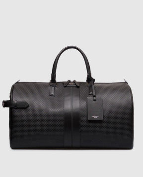 Serapian Black leather travel bag with logo SRSTSMTR739850ACG2