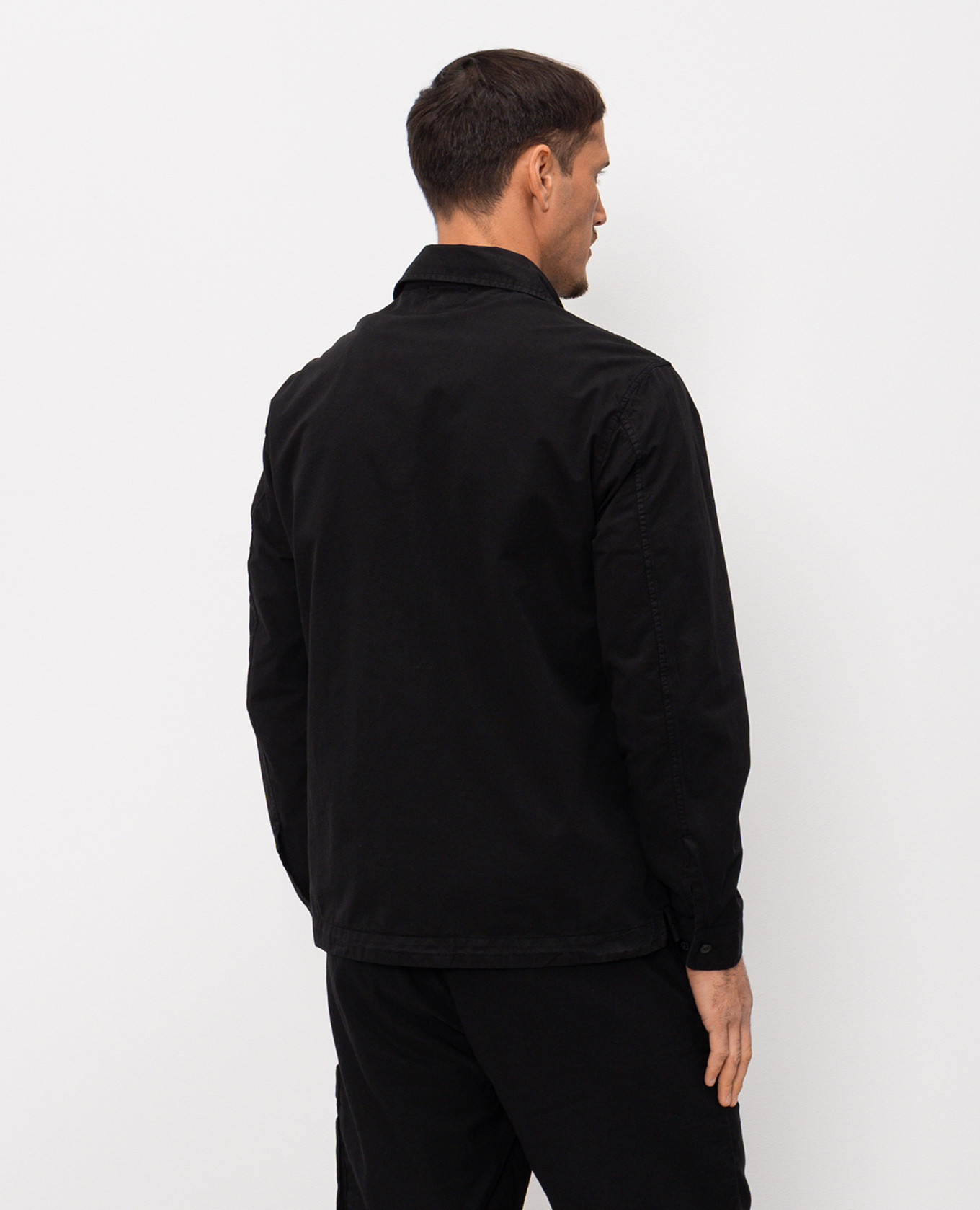 

Black zip-up shirt with logo patch C.P. Company