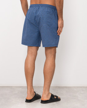 Brunello Cucinelli Blue swim shorts with branded print MR847043