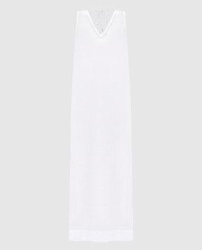 Peserico White linen dress with monil chain S0216802647