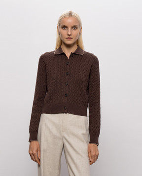 Brunello Cucinelli Brown cardigan with lurex MAZ226116