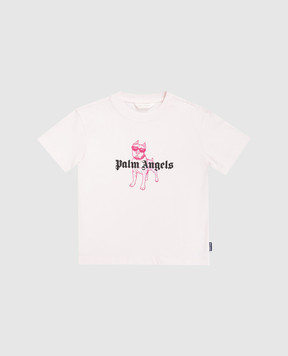 Palm Angels Children's pink printed t-shirt PGAA002S26JER009