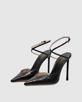 Tom Ford Black crocodile-embossed leather slingbacks W3977LCL639P