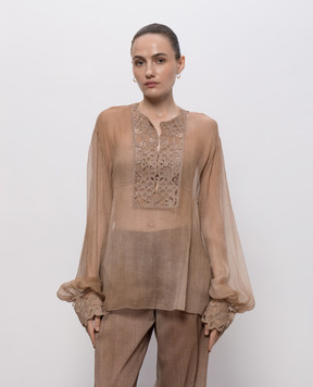 Ermanno Scervino Brown silk blouse D482K766RFWB